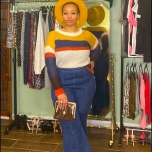 High waist vintage Republic bell bottoms jeans, dark denim size 12, side zipper